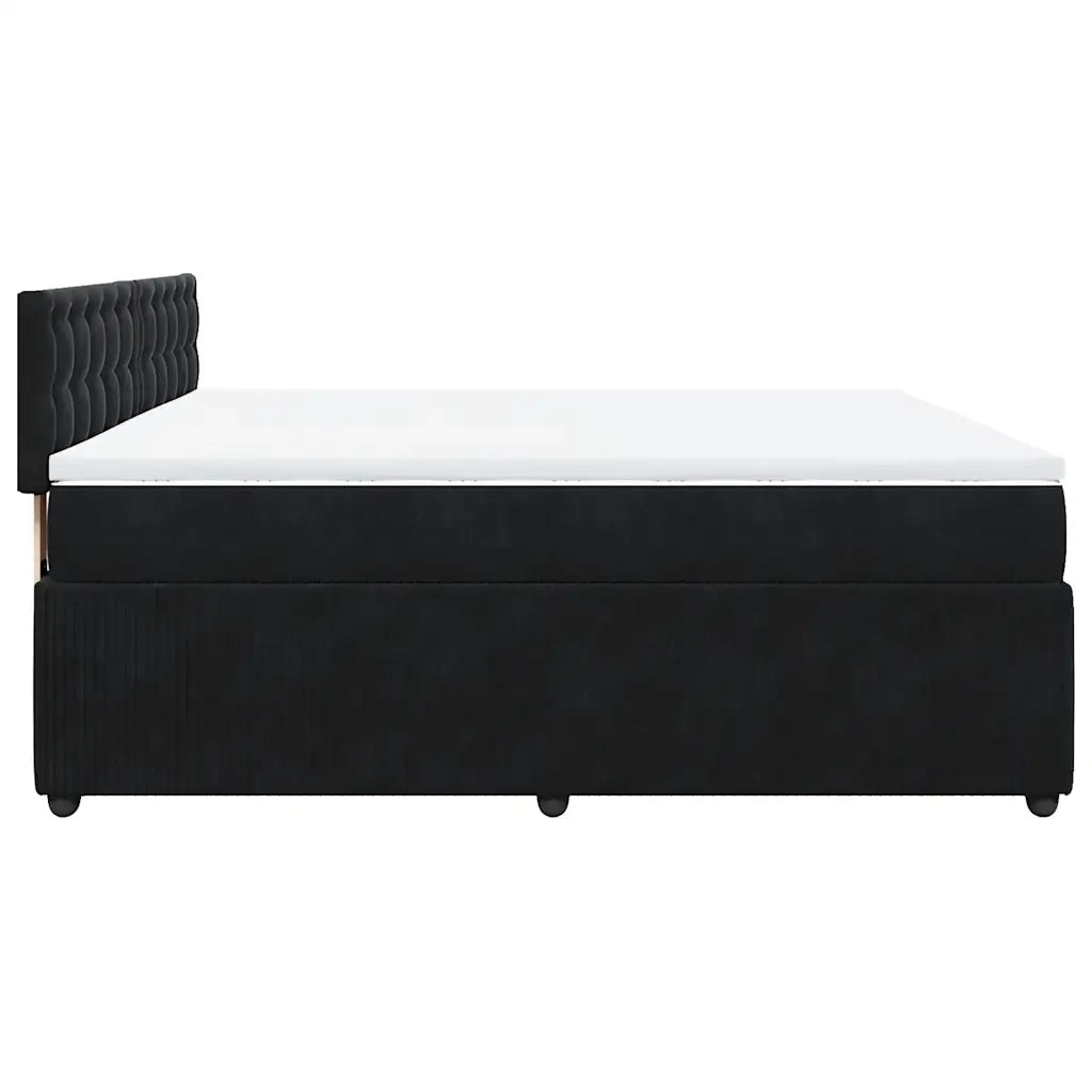 vidaXL Giroletto a Molle con Materasso Nero 200x200 cm in Velluto
