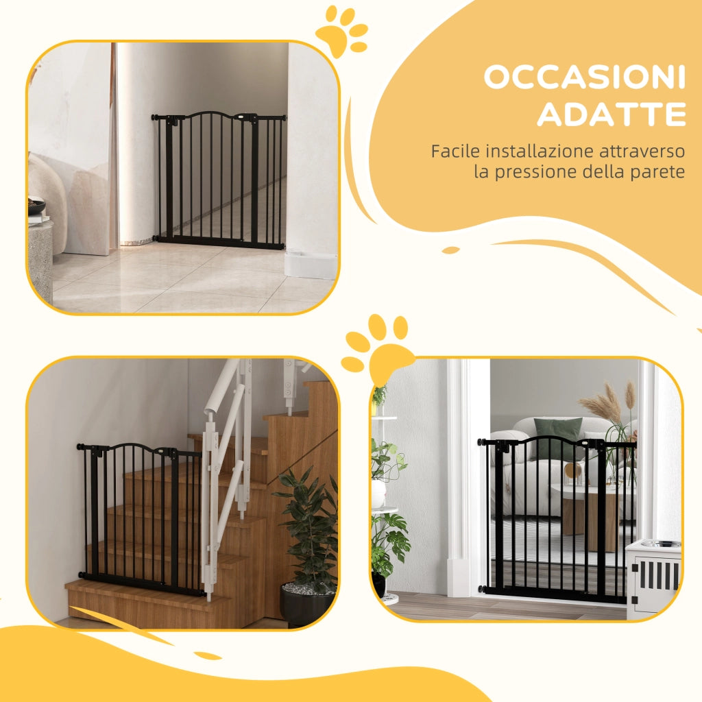 Cancelletto Estensibile per Cani ¨C zephmum ¨C Nero, Metallo e Plastica, 74-87x78 cm