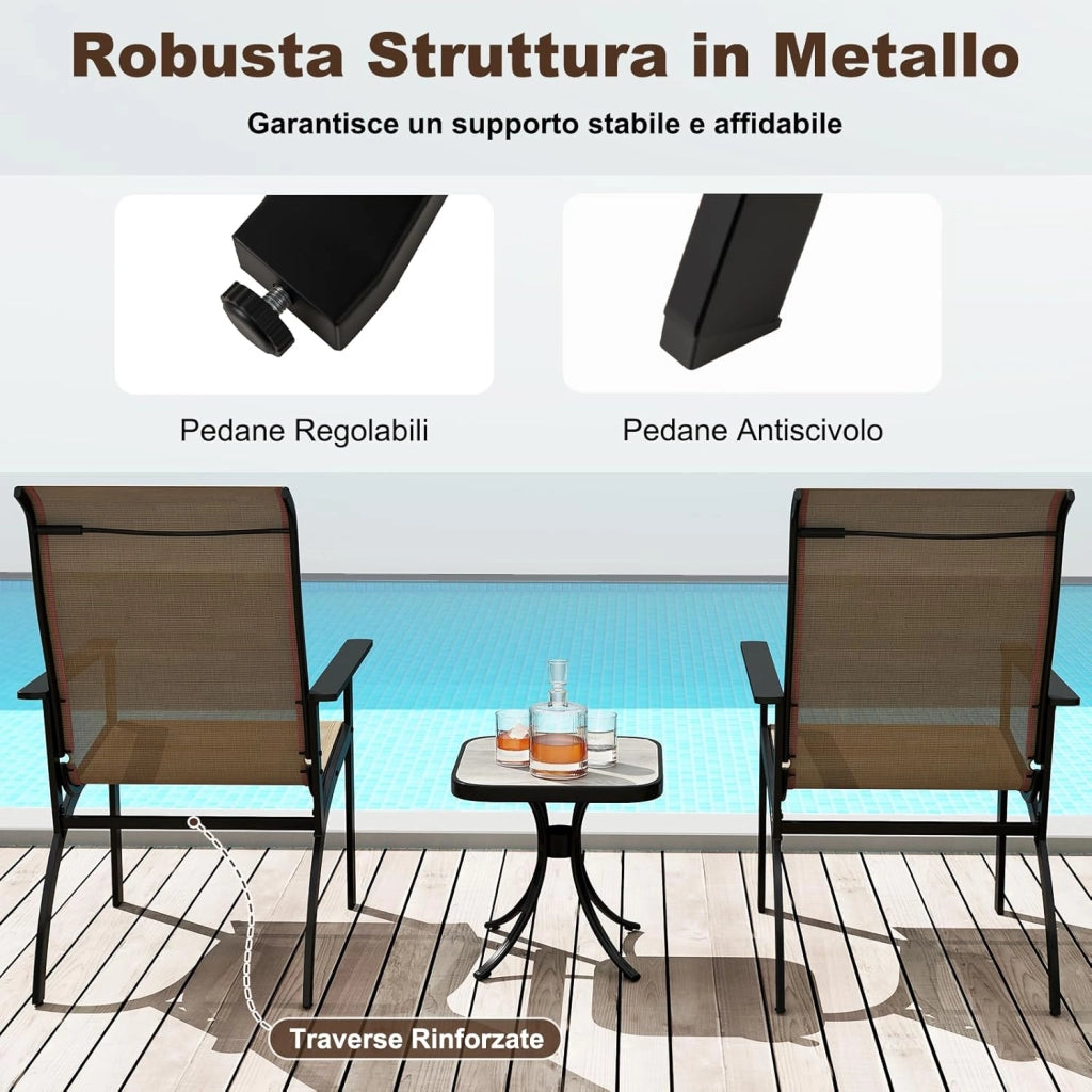 Set 5 Pezzi Tavolino e Sedia da Giardino, Set Mobile da Esterno con Tavolino Laterale e Sedia Adirondack, Set di Mobili da Conversazione per Patio, Veranda, Giardino