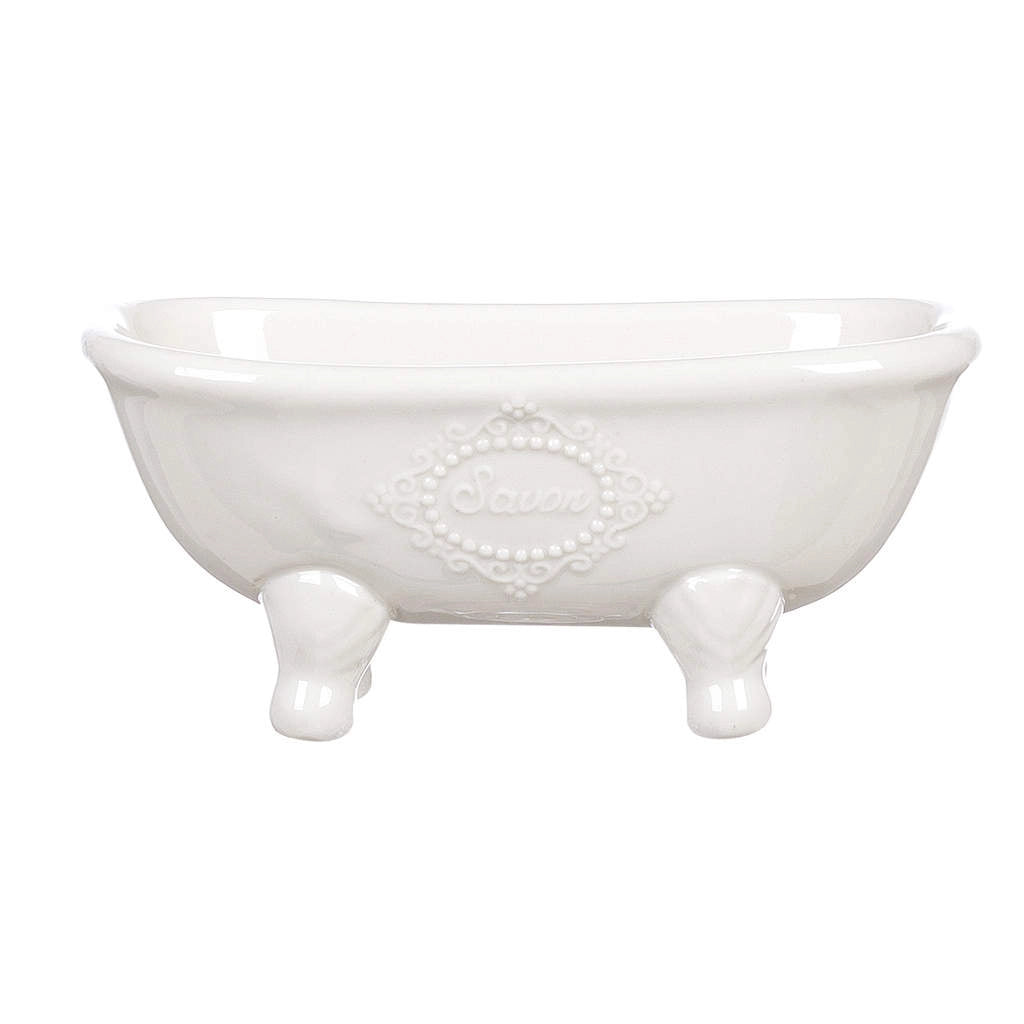 Porta Saponetta da Bagno Shabby Chic in Ceramica Bianca Elegante Blanc Mariclò