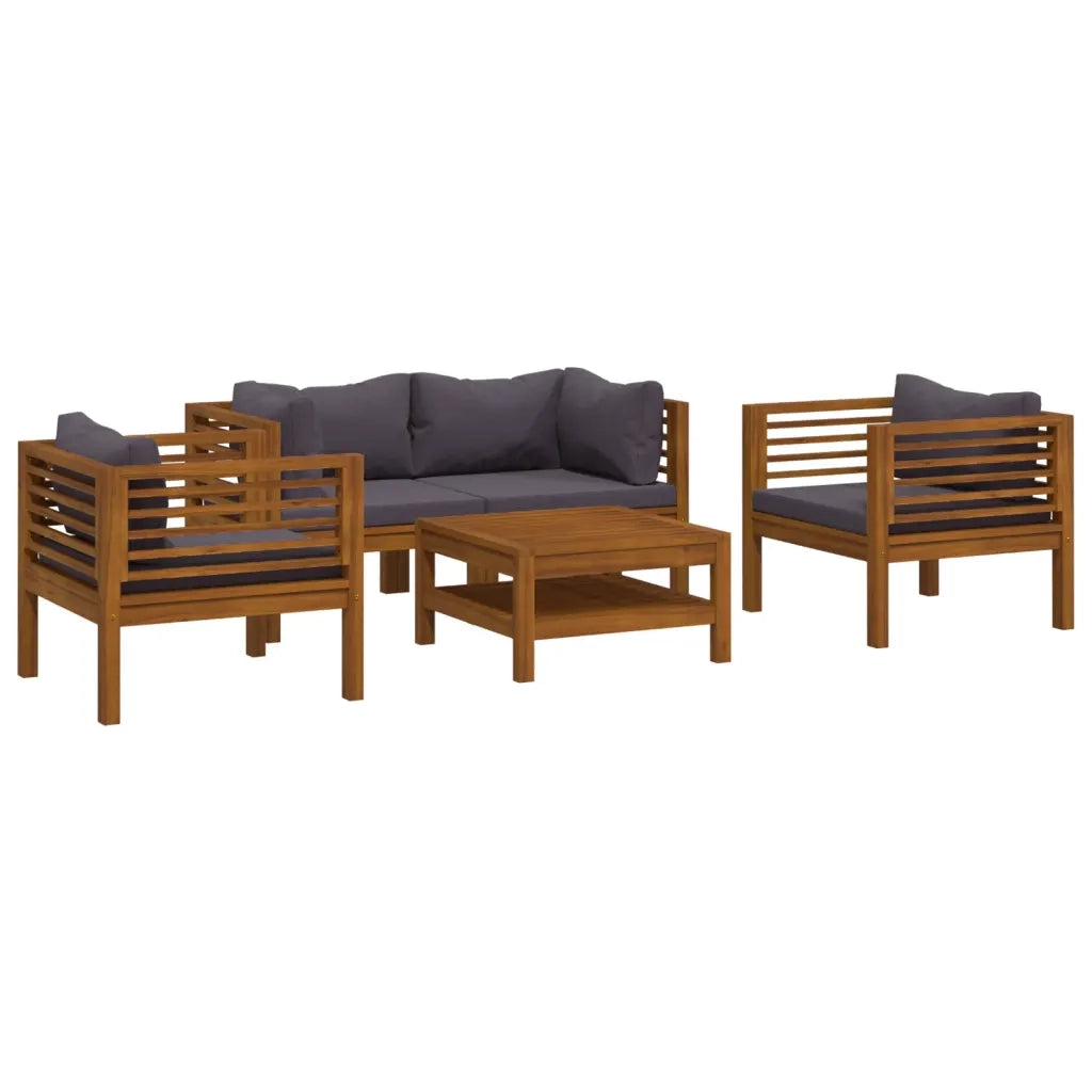 Set Divani da Giardino 5 pz con Cuscini in Massello di Acacia cod mxl 38162