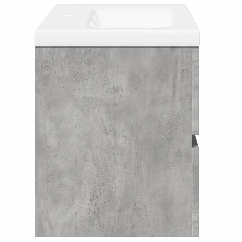 Set Mobili da Bagno 2 pz Grigio Cemento in Legno Multistrato