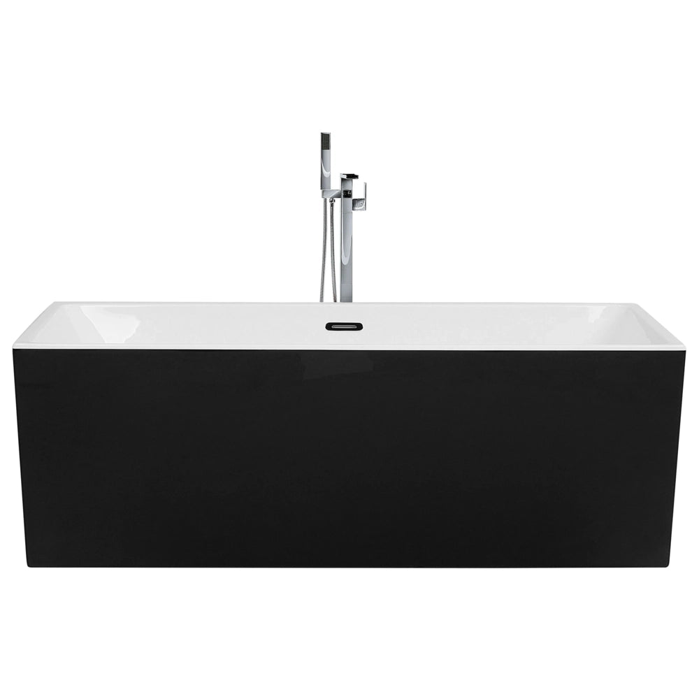 Vasca da bagno in acrilico Nero rettangolare con troppopieno sistema autoportante moderno