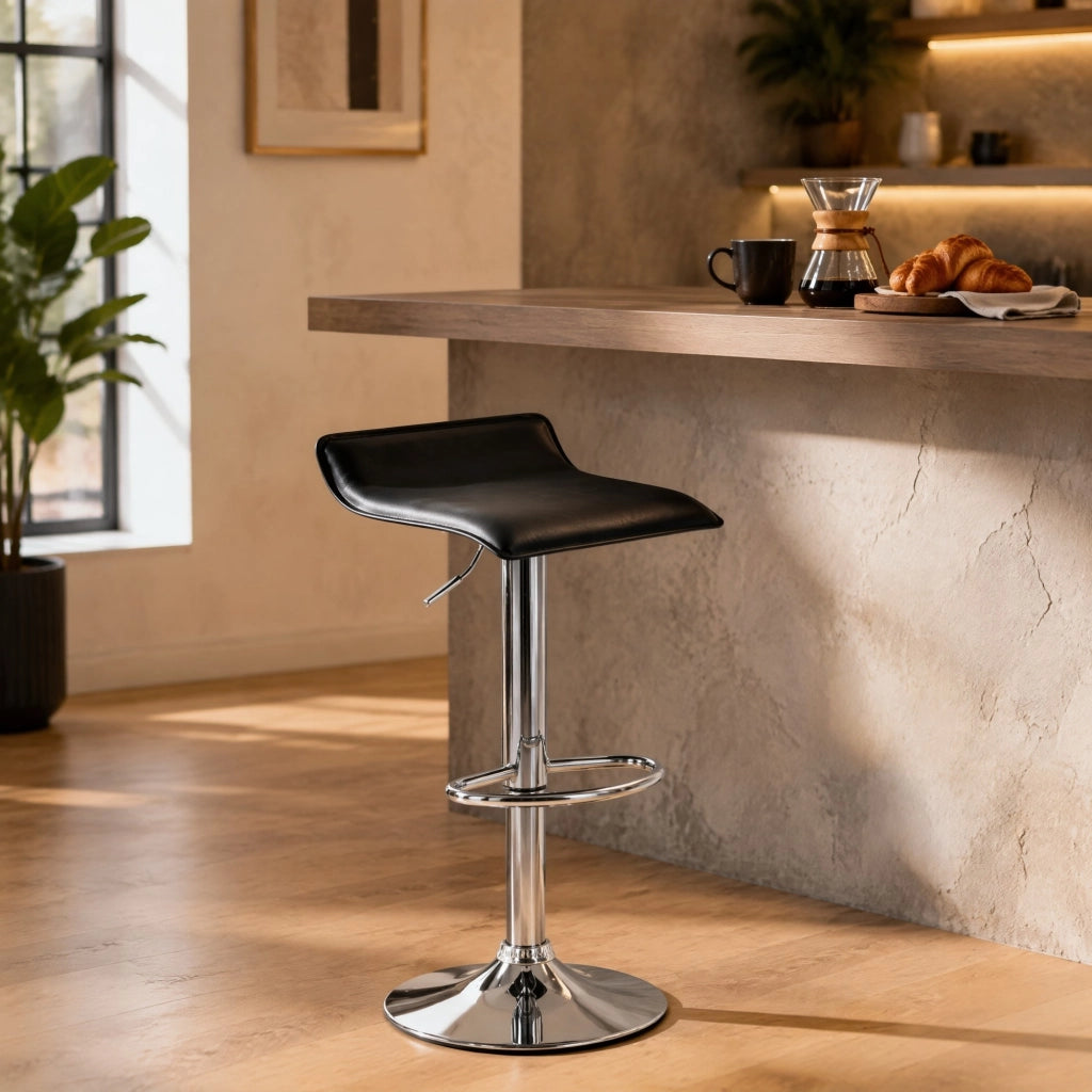 SGABELLO Da bar regolabile girevole 62-84 cm Nero in ecopelle e acciaio