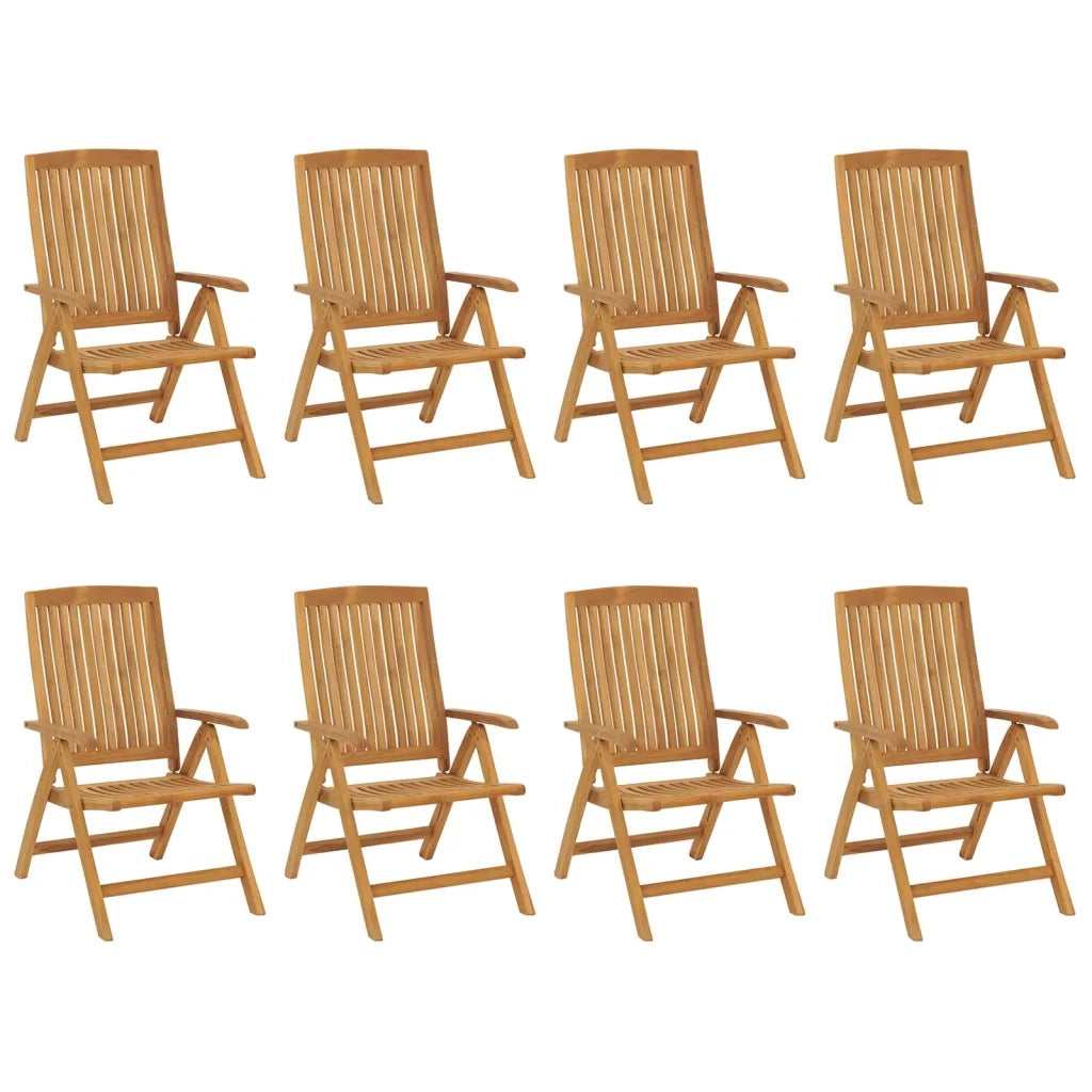 Sedie da Giardino Reclinabili con Cuscini 8 pz in Legno di Teak 3196533