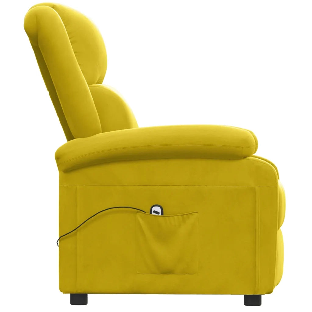 Poltrona Elettrica Reclinabile Gialla in Velluto cod mxl 23683