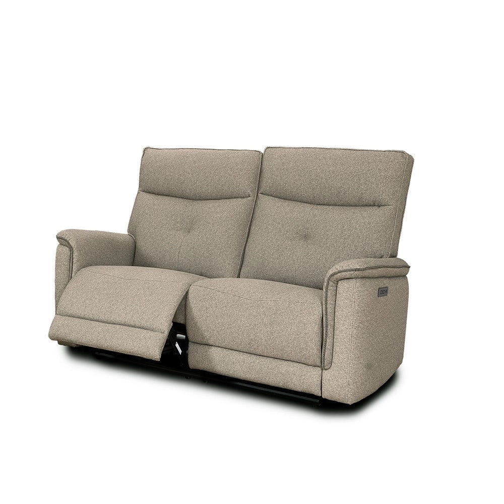 Divano recliner Elysio 2 posti elettrico in tessuto sabbia 157 cm