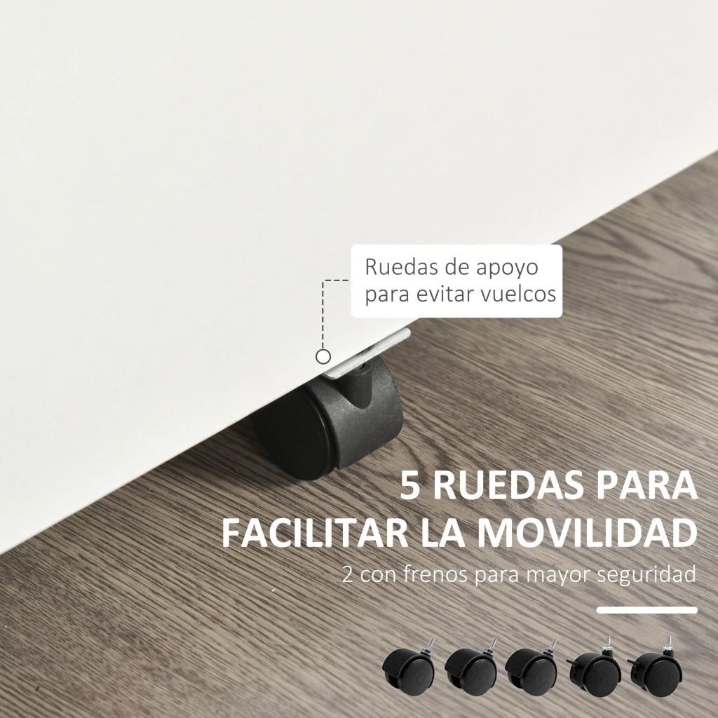 Cassettiera con Ruote per Ufficio ¨C zephmum ¨C 40x49x58 cm Bianco