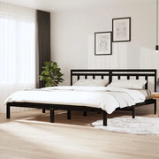 Giroletto-Struttura Letto Nero in Legno Massello di Pino 200x200 cm 581566