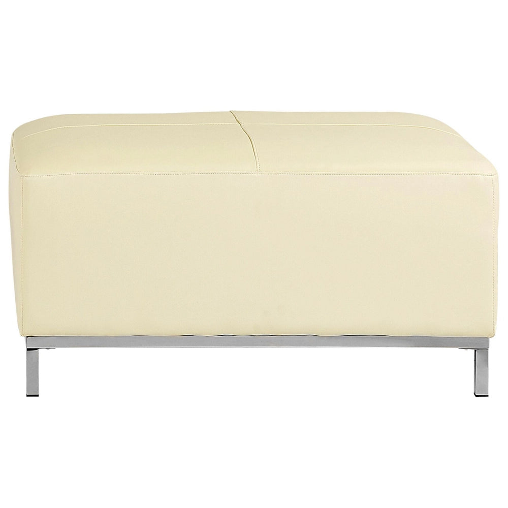 Divano ad angolo rivestito in pelle beige con orientamento a versione destra a forma di L ottomana