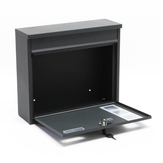 Cassetta postale singola V12 in acciaio verniciato a polvere antracite con finestrelle e vetrino portanome