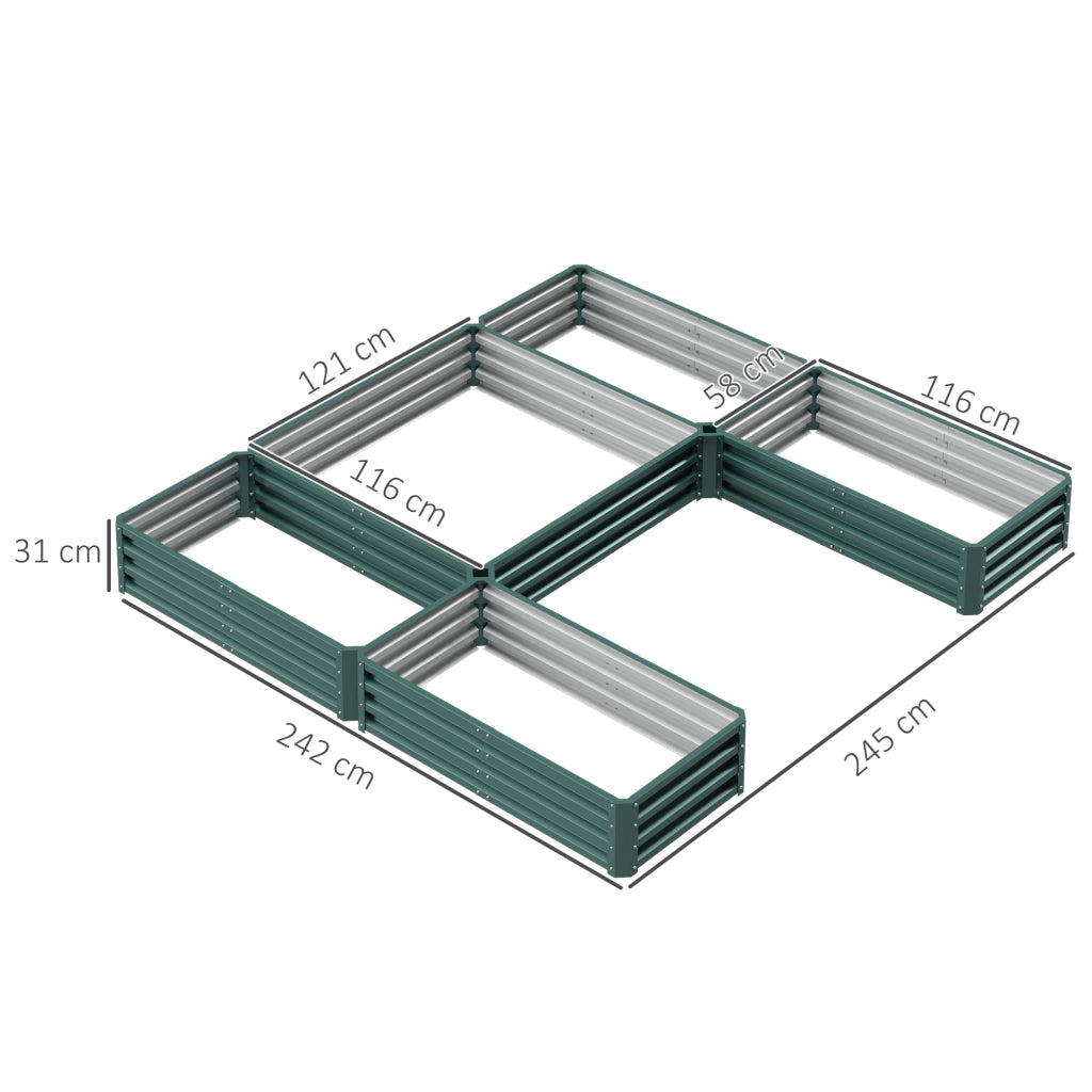 Fioriera Quadrata Giardino ¨C Minimal ¨C Acciaio 5 Pezzi Verde