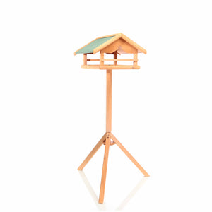 Toboli Mangiatoia per uccelli con palo in legno Per uccelli selvatici 119 cm Tetto in bitume