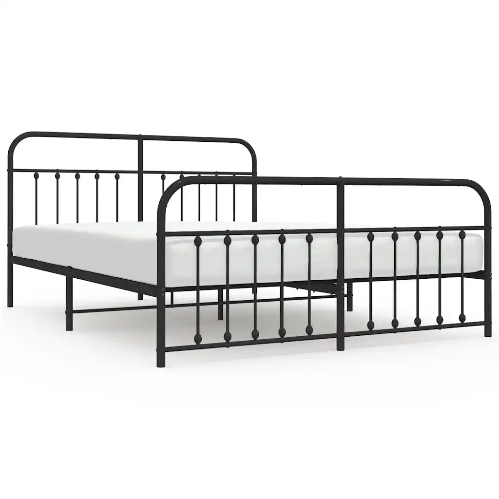 Giroletto con Testiera e Pediera Metallo Nero 183x213 cm