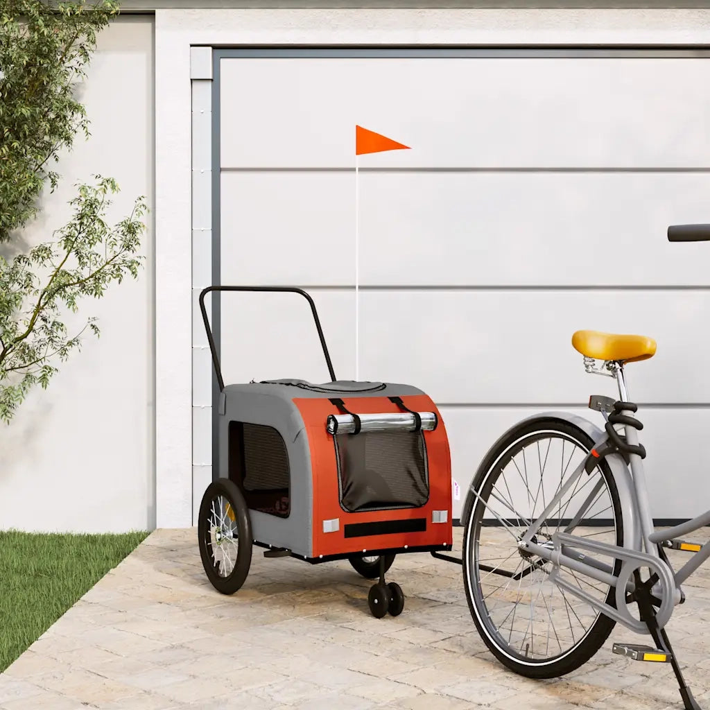 Rimorchio da Bici per Animali Arancione e Grigio Oxford e Ferro CFW2825130
