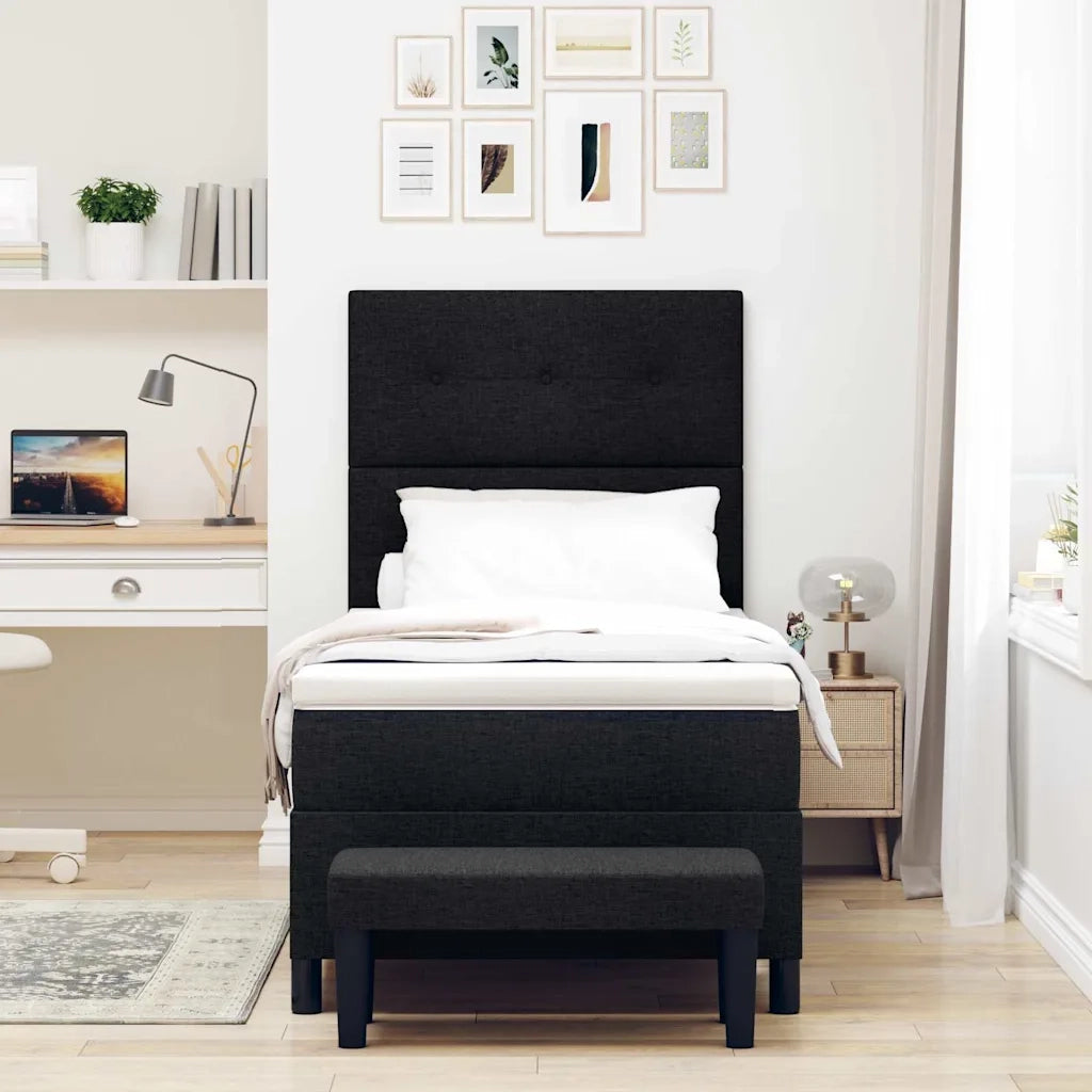 Letto a molle con testiera Nero 100 x 200 cm Tessuto 3344046