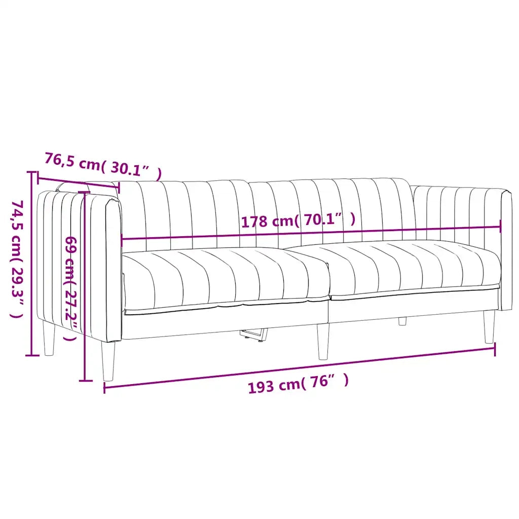 Set di Divani 3 pz Marrone in Tessuto