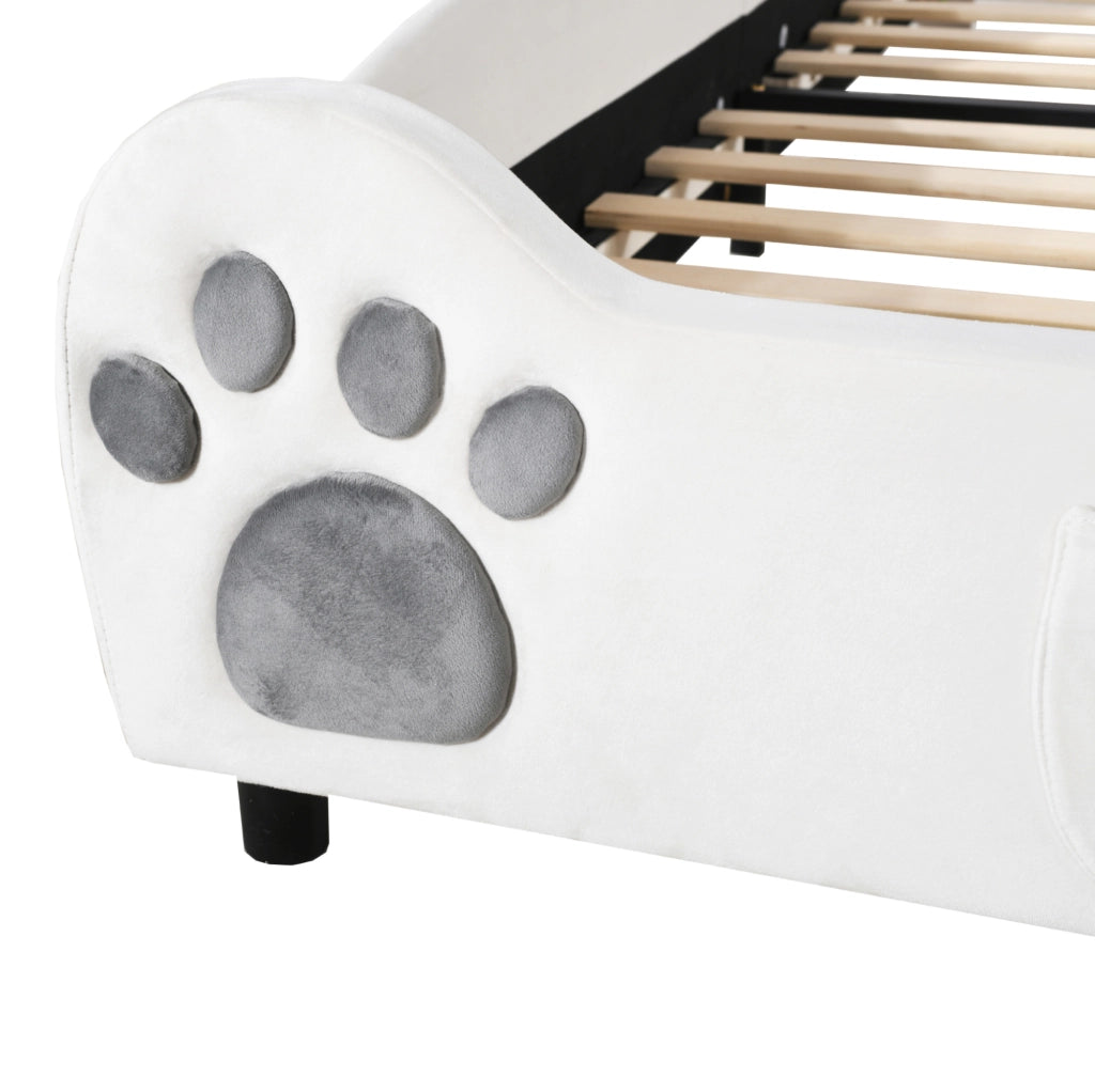 Letto imbottito per bambini a forma di orso, 90 x 200 cm, bianco