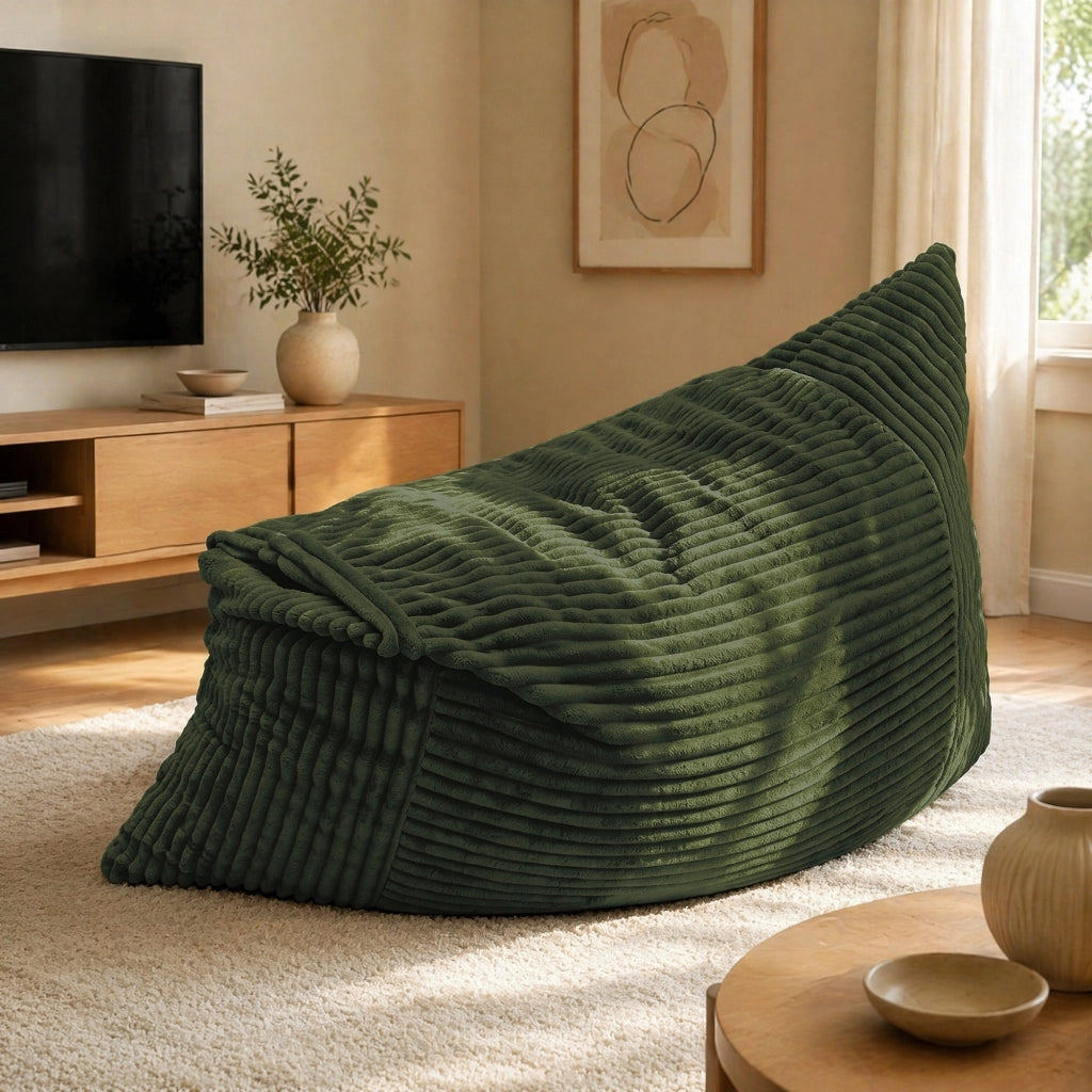 Poltrona pouf convertibile 3 in 1 - con funzione sedia divano e letto - in corduroy verde
