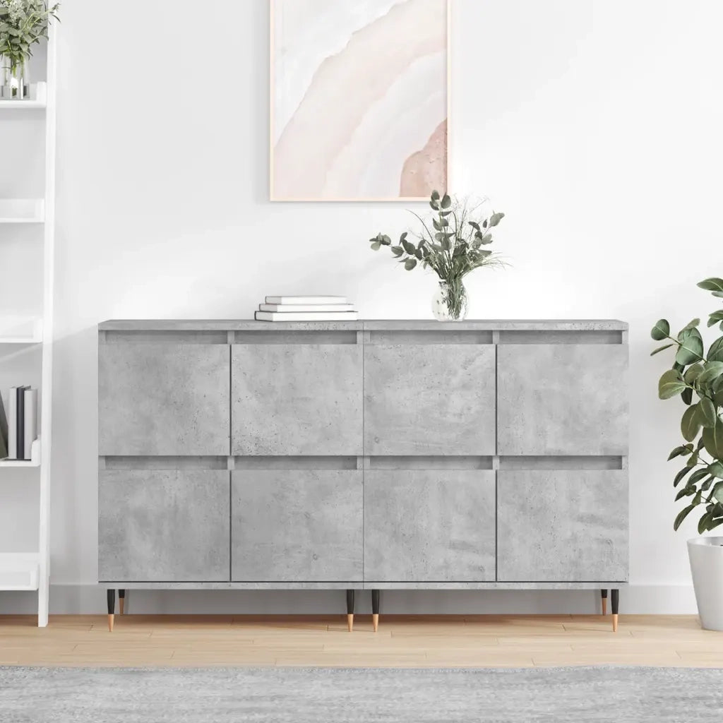 Credenze 2 pz | Madia | Buffet da pranzo | Armadio da pranzo Grigio Cemento in Legno Multistrato