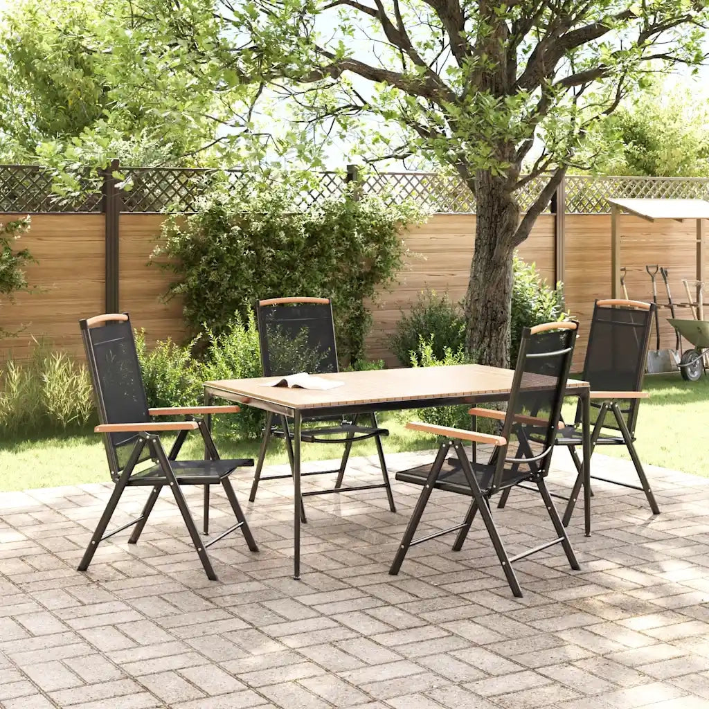 Sedie da Giardino Pieghevoli 4 pz in Alluminio e Textilene Nere cod mxl 5747