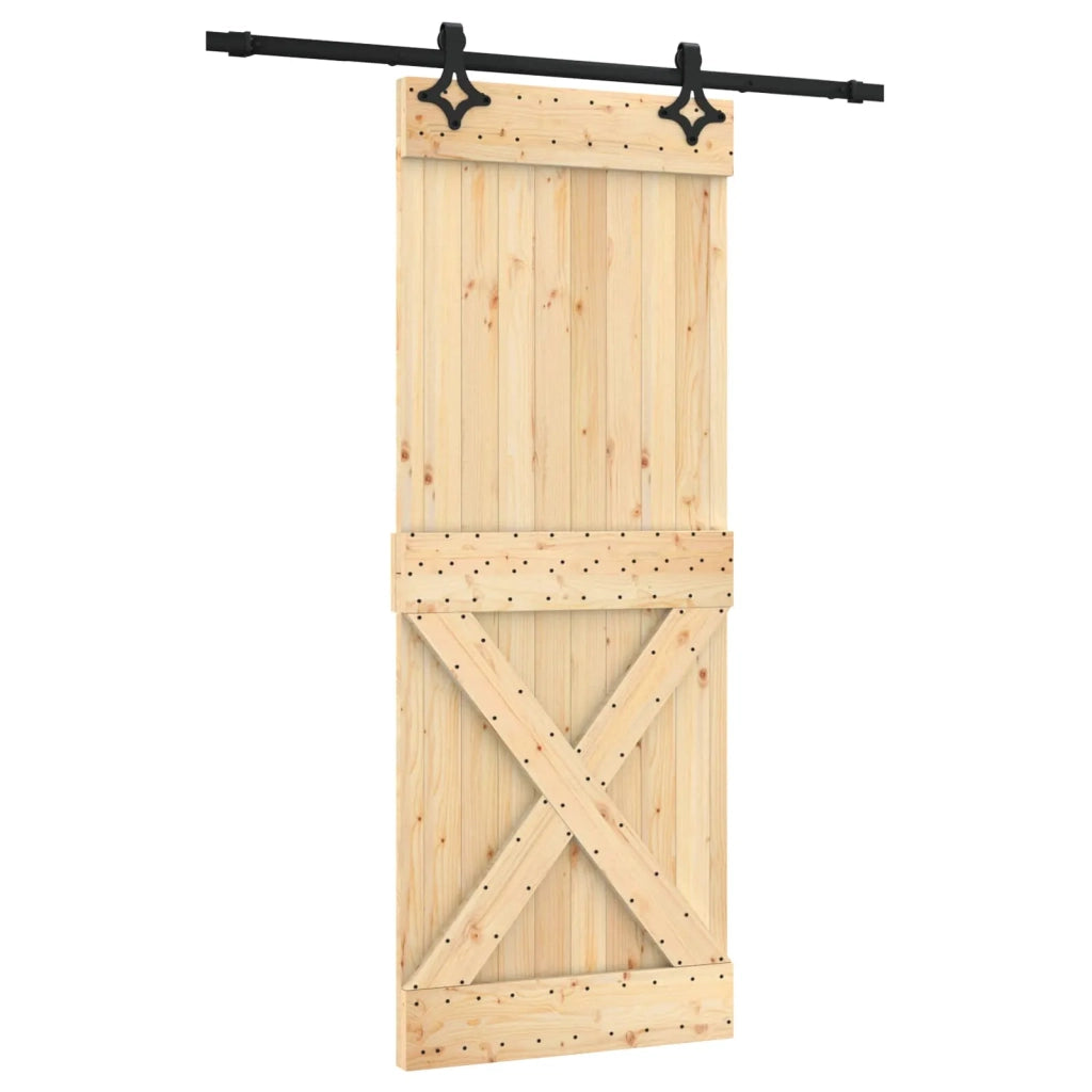 Porta scorrevole Naturale e Nero 80 x 210 cm 3445055