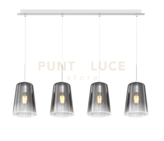 SOSPENSIONE BIANCO RETTANGOLARE 4 LUCI CROMO 1164BI-S4 R-CR