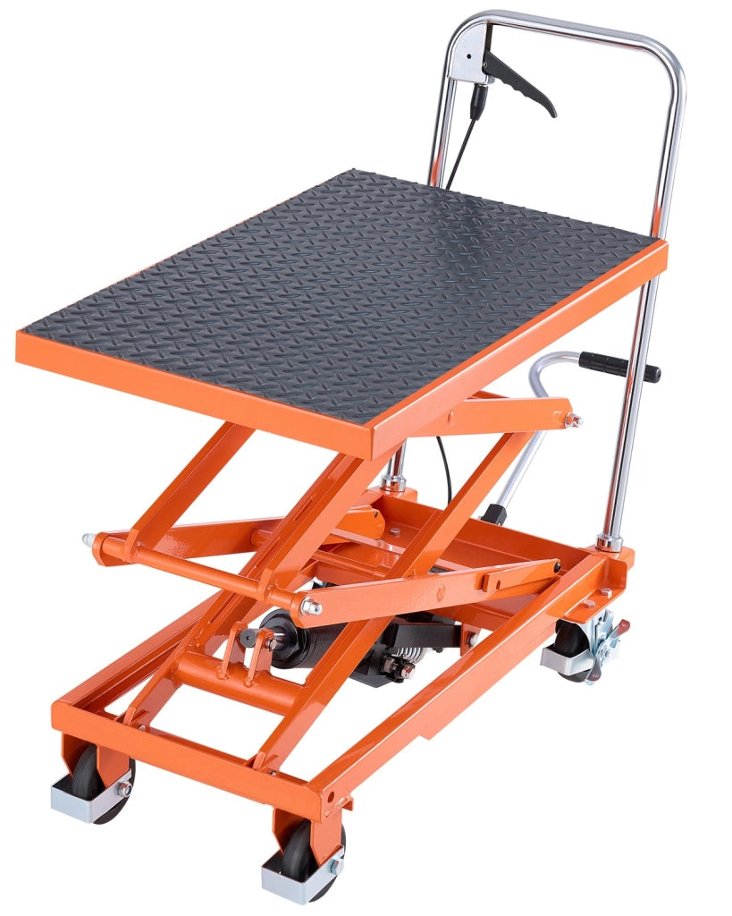 Carrello Elevatore a Doppia Forbice TFD20, Tavolo Idraulico in Acciaio 226,8 kg, Sollevamento 1200 mm, Arancione per Officina