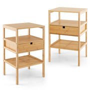 Set di 2 comodini versatili 40 x 40 x 68 cm con cassetto e ripiani moderni in bambù naturale 20_0012486