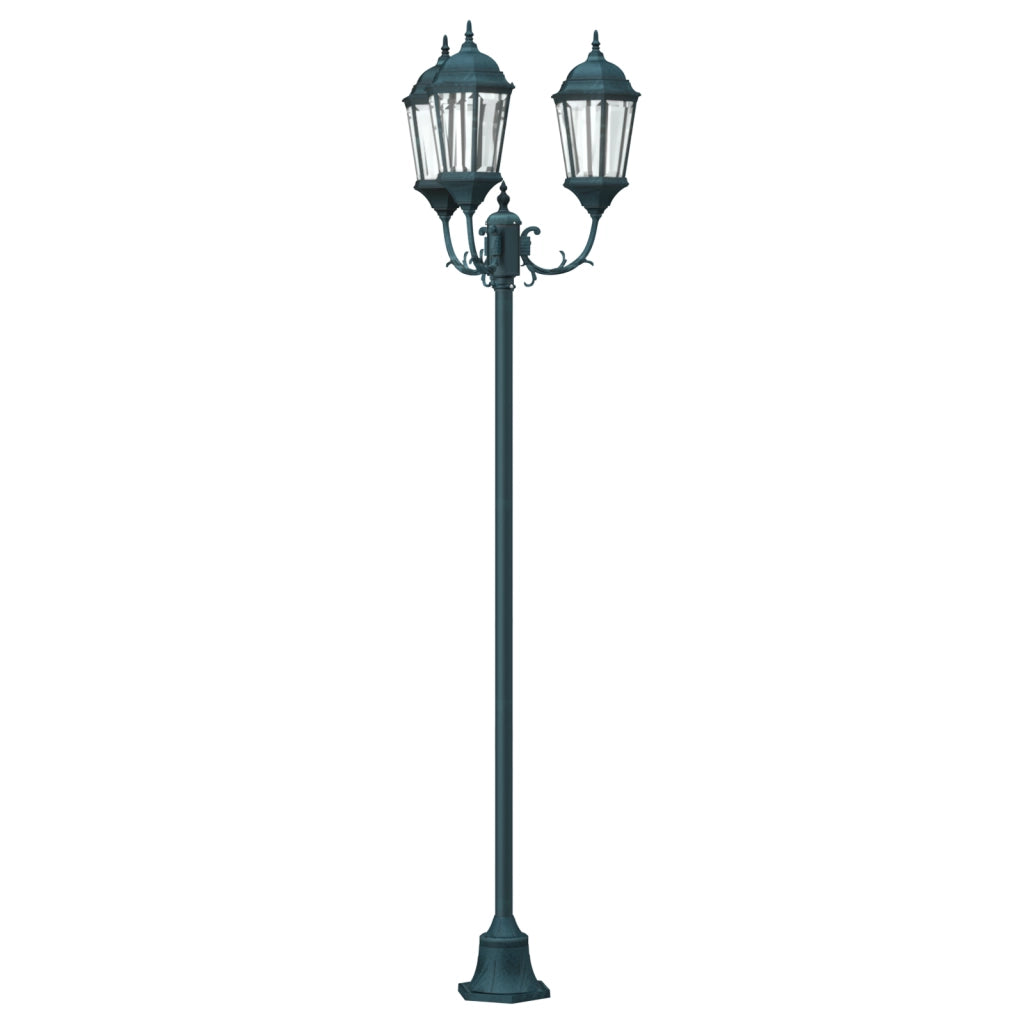 Palo per Giardino  con 3 Lampade E27 Verde 220 cm Alluminio