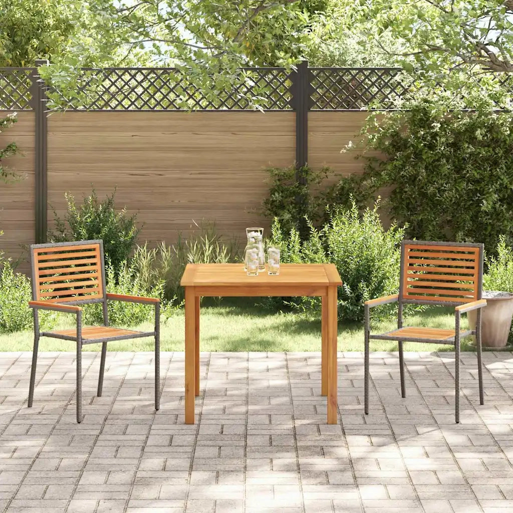 Set da Pranzo per Giardino 3 pz | Set Salotto da Giardino Grigio