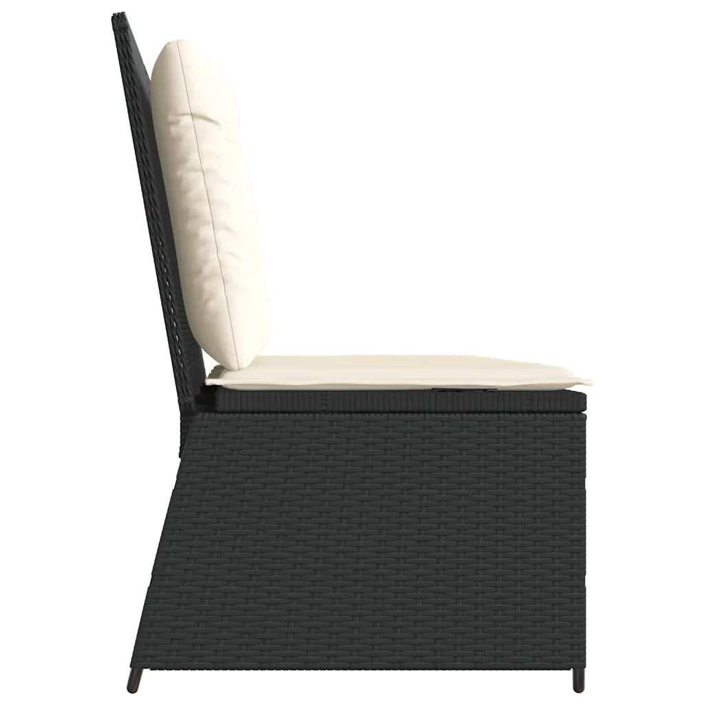 vidaXL Panca Reclinabile da Giardino con Cuscini Nera in Polyrattan