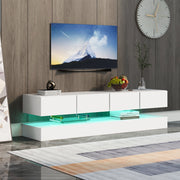 Mobile TV a Parete con LED ¨C Xylo ¨C Bianco, 2 Ante, 4 Cassetti, 130x33x15 cm