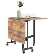 Tavolo da cucina pieghevole tavolo da pranzo pieghevole con 2 abbattibili 6 ruote per 4-6 persone 120 x 80 x 73 cm, marrone rustico