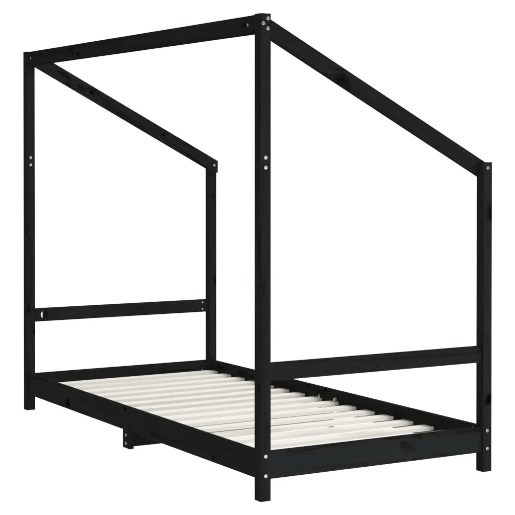 Giroletto per Bambini | Letto Infantile | Lettino Nero 90x190 cm in Legno Massello di Pino