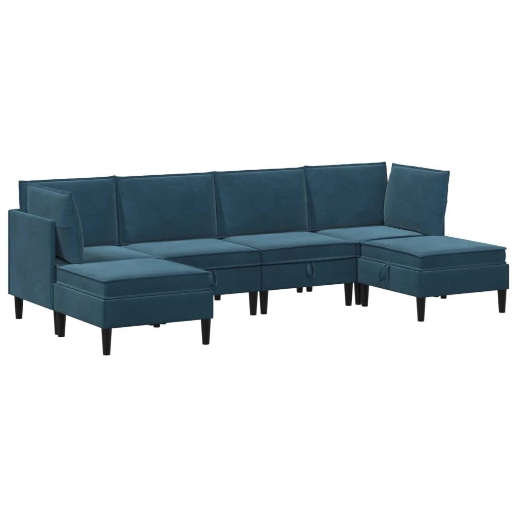 Set di mobili per il soggiorno con cuscino 6 pcs Blu Velluto