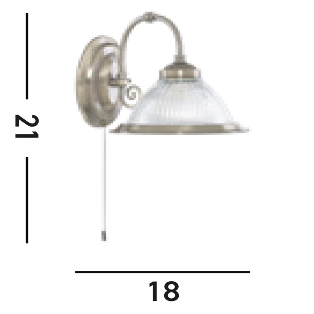 Applique Contemporanea American Dinner Acciaio Adjustable Vetro 1 Luce E27