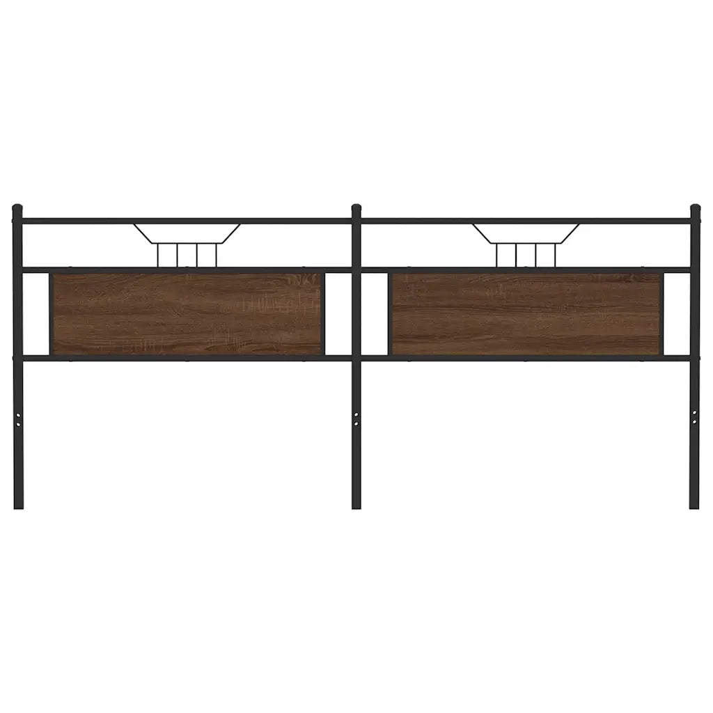 Testiera Rovere Marrone 193 cm in Legno Multistrato e Acciaio