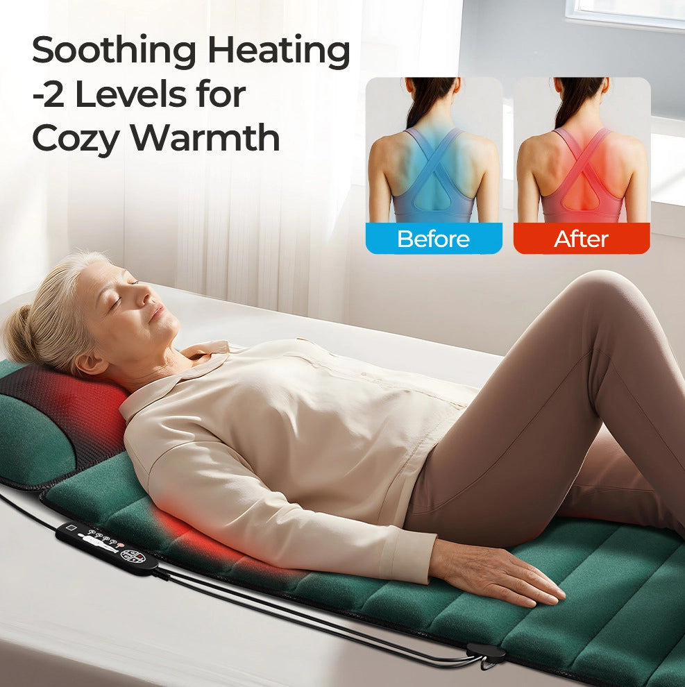 Cuscino massaggiante ULEVR per collo, spalle, schiena e fianchi con calore a 3 livelli, memory foam, verde antico