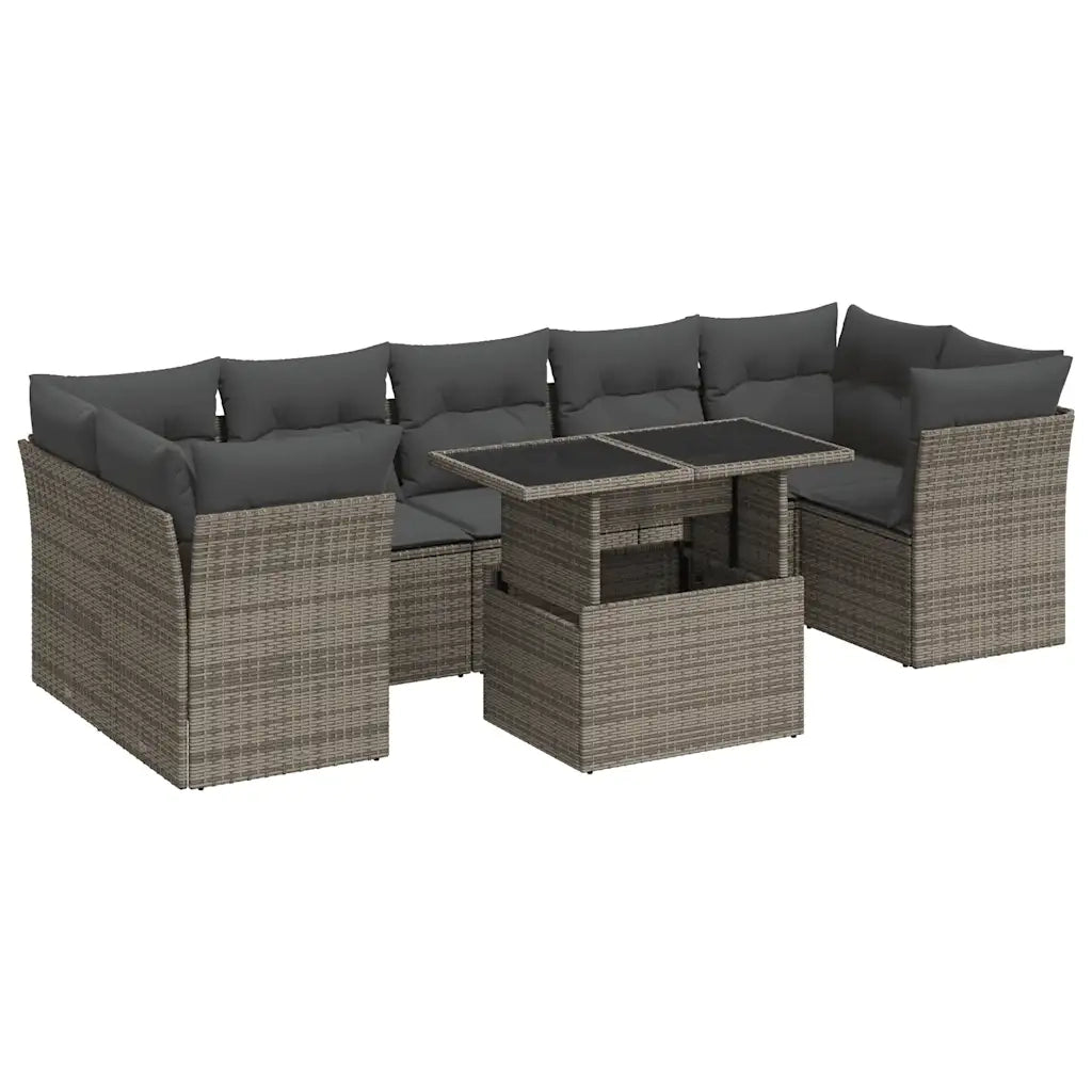 Set Divano da Giardino 8 pz con Cuscini Grigio in Polyrattan 3326121