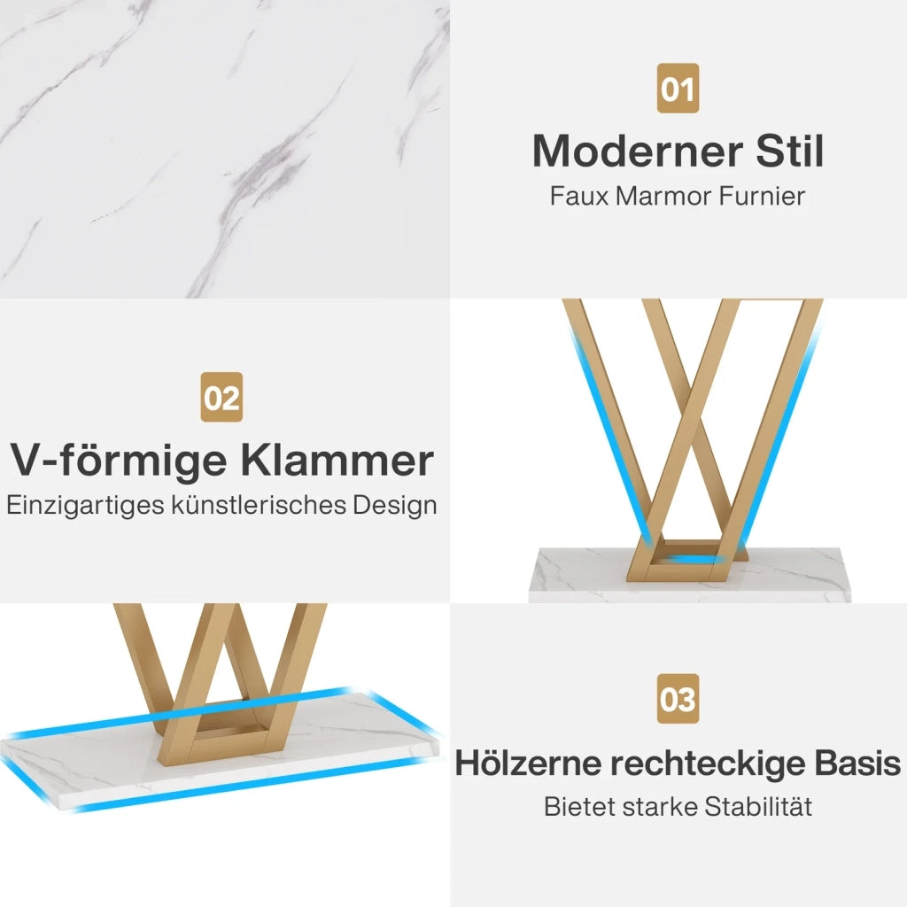 Tavolo consolle stretto 110x30x80 cm in MDF e metallo bianco e oro