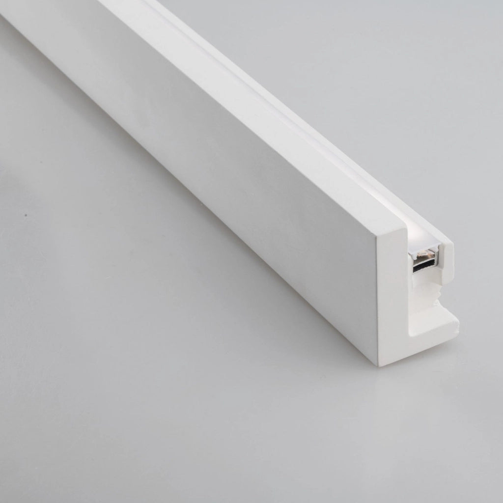 PROFILO MONO BIANCO PER LED A EMISSIONE SINGOLA CON DIFFUSORE 100X4X6,5CM IN GESSO SINGOLA EMISSIONE ANIMA ALLUMINIO ANGOLO 90°