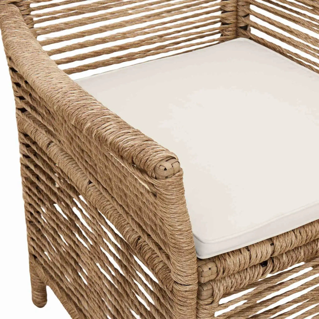 Sedia da esterno con cuscino 2 pcs Beige e Crema polyrattan