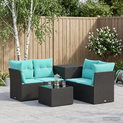 Set di divani 6 pz Nero e Blu 55 x 55 x 37 cm 3447336