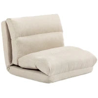 Pouf con Funzione Letto, Schienale Regolabile, Pieghevole, fino a 120 kg, 70 x 41 x 56 cm, Beige