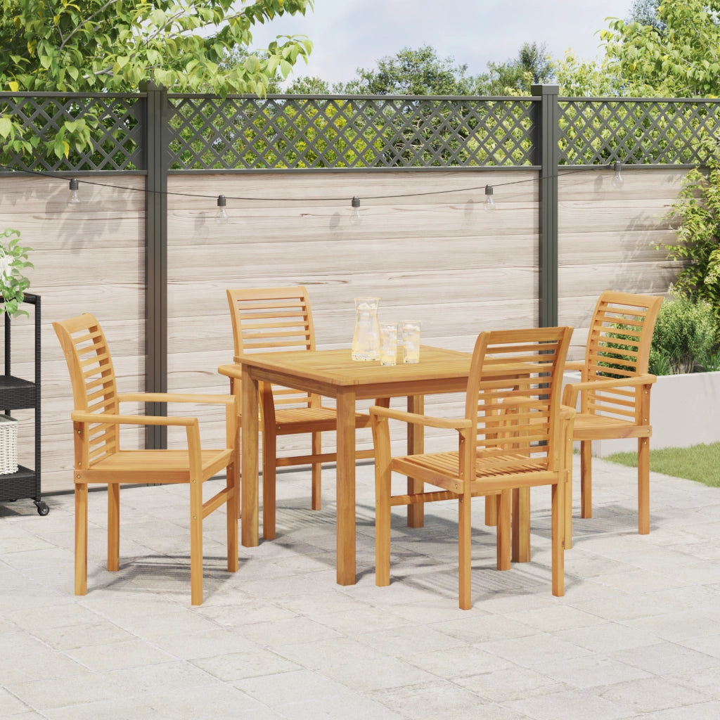 Sedia da Giardino Impilabile 4 pz Legno Massello Teak