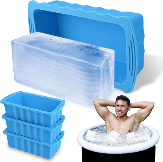 Forme per cubetti di ghiaccio in silicone - Forme per cubetti di ghiaccio grandi e spesse - Reutilizzabili per bagno di ghiaccio - Vasca di immersione fredda - Blu