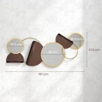 Decorazione Murale in Metallo 3D Moderna con Specchi per Salotto e Ingresso, 101x41.5 cm, Oro