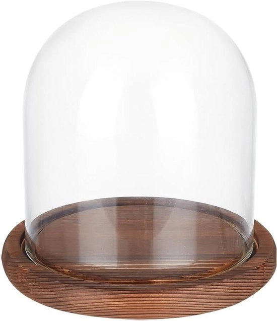 Copertura in vetro Cloche Domo Micro Paesaggio con Base in Legno - Artigianato Fai da Te - Decorativo Orlo di Fiori da 14x13 cm