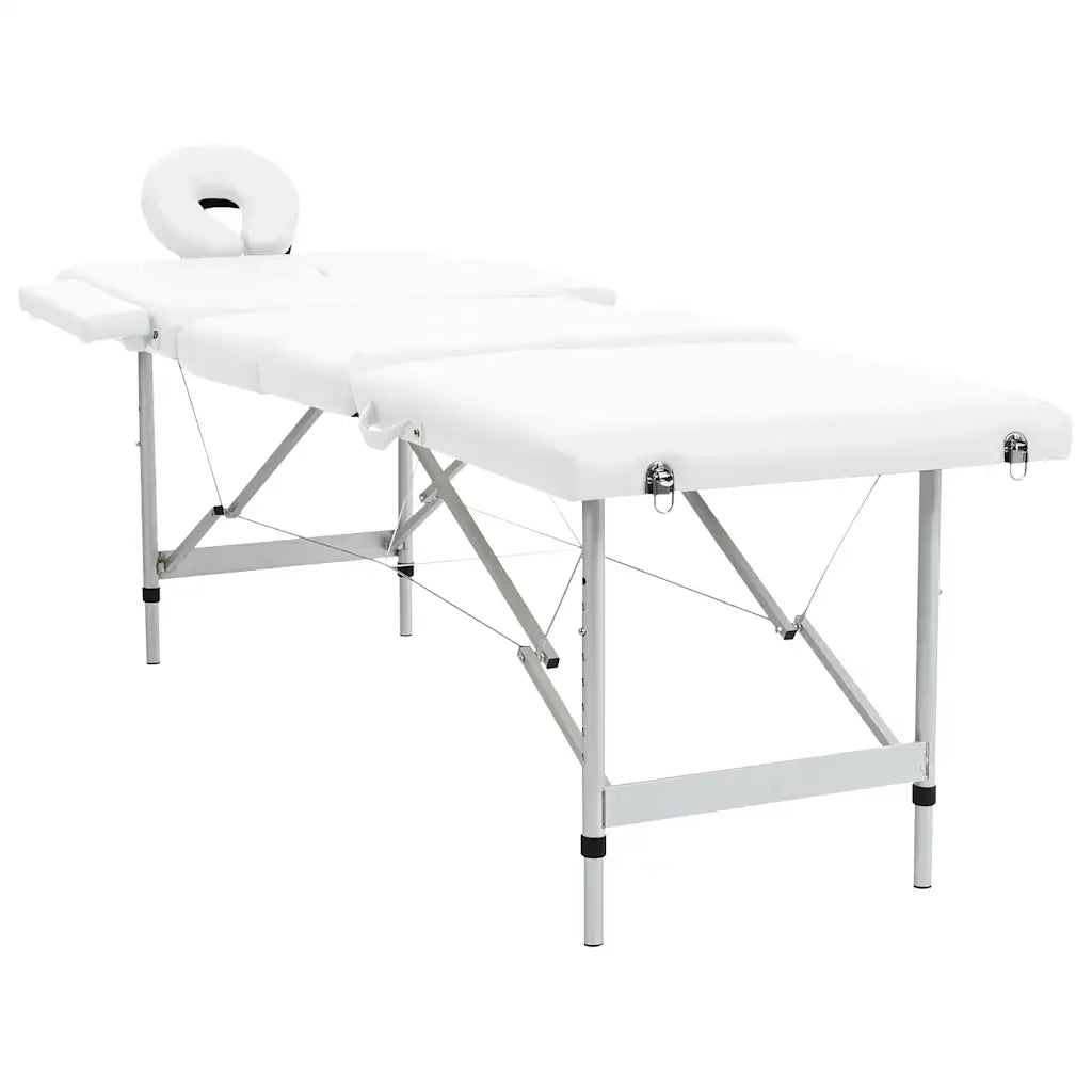 Lettino Massaggio Pieghevole Bianco Crema 4 Zone con Telaio Alluminio cod mxl 13788